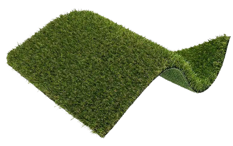 Fragmento de césped artificial deportivo en fondo transparente